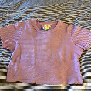 Big Bud Press Cropped honeycomb tee - lilac purple xxs